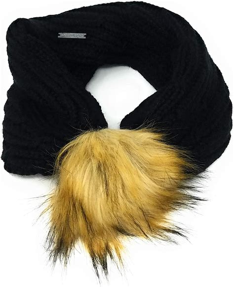 Michael Kors Faux Fur Cableknit Neck warmer, Black 